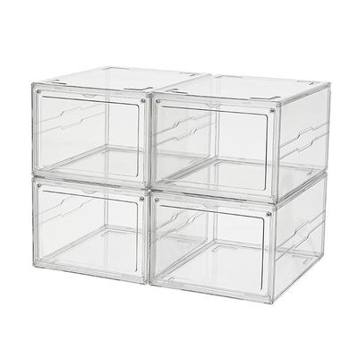 Transparente empilhável da vitrina acrílica plástica magnética da sapatilha
